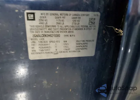 2017 Chevrolet Equinox Lt z USA, uszkodzony, nr VIN 2GNALCEK0H6215380